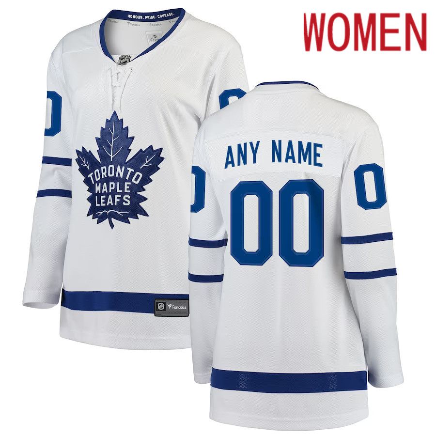 Women Toronto Maple Leafs Fanatics Branded White Away Breakaway Custom NHL Jersey->women nhl jersey->Women Jersey